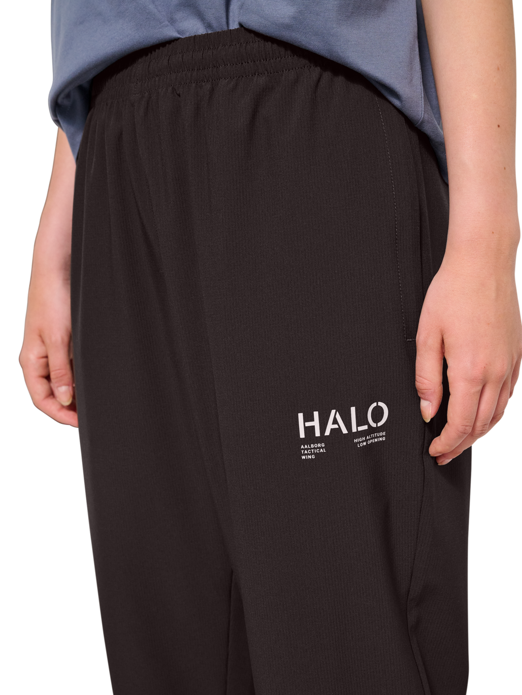 HALO TECH PANTS, CHOCOLATE TORTE, model