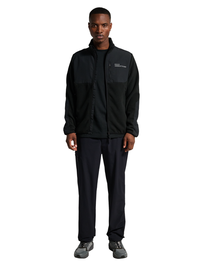 HALO BLOCKED ZIP FLEECE, BLACK, model