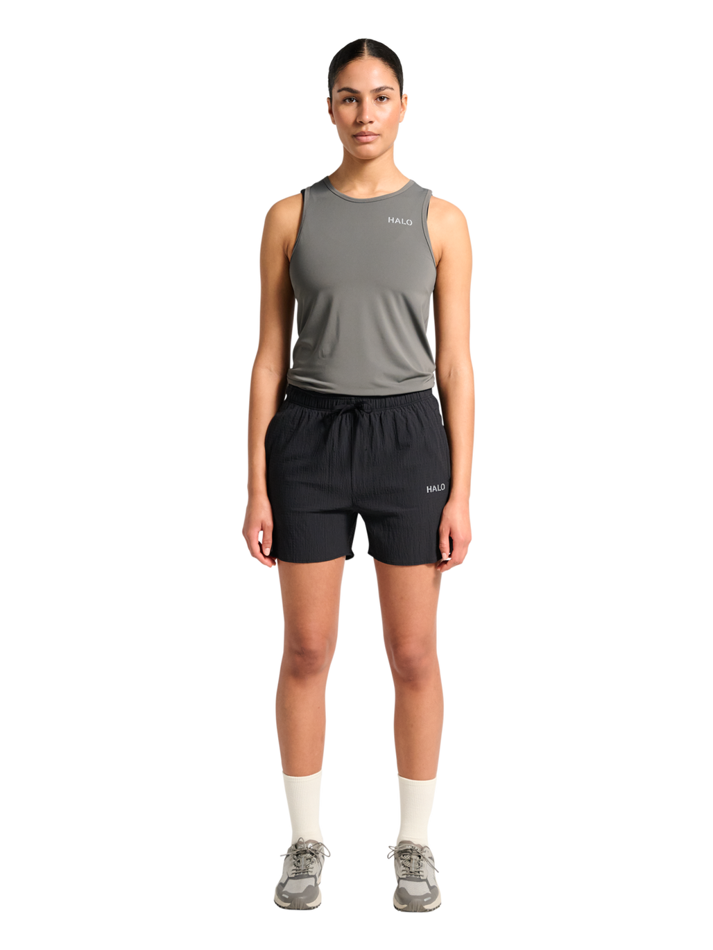 HALO WAFFLE TECH SHORTS, BLACK, model