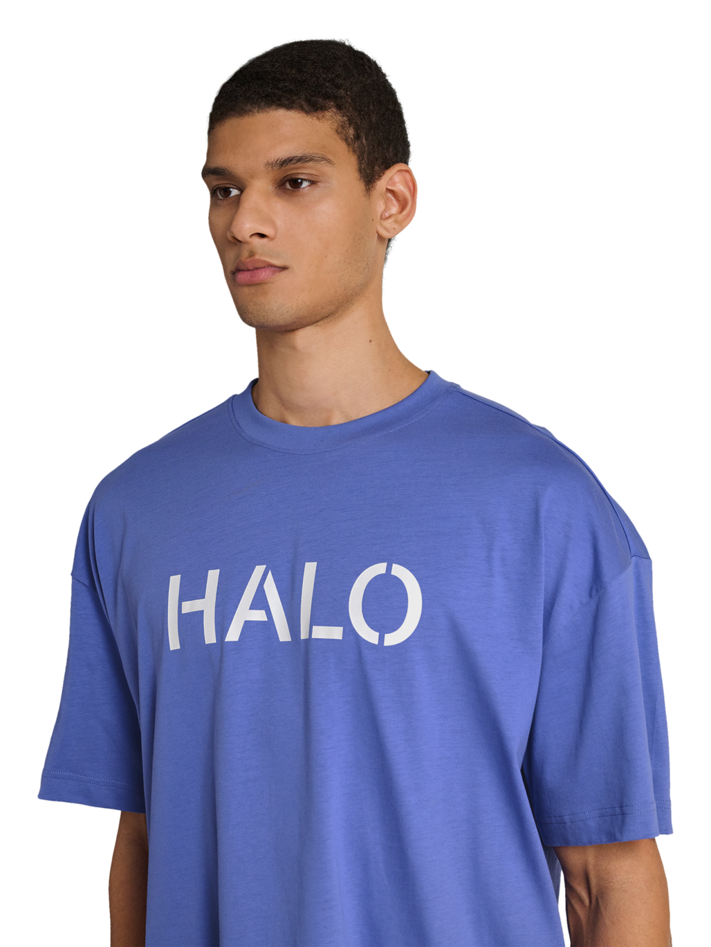HALO UNIFORM BOXY T-SHIRT, BAJA BLUE, model