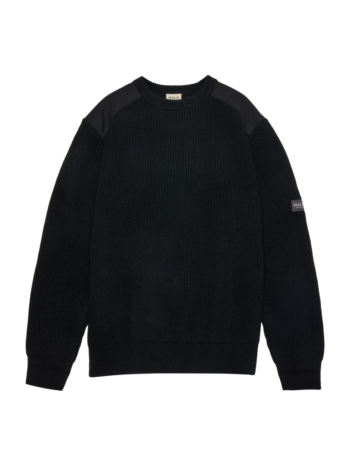 HALO WOOL CREW KNIT, BLACK/BLACK, packshot