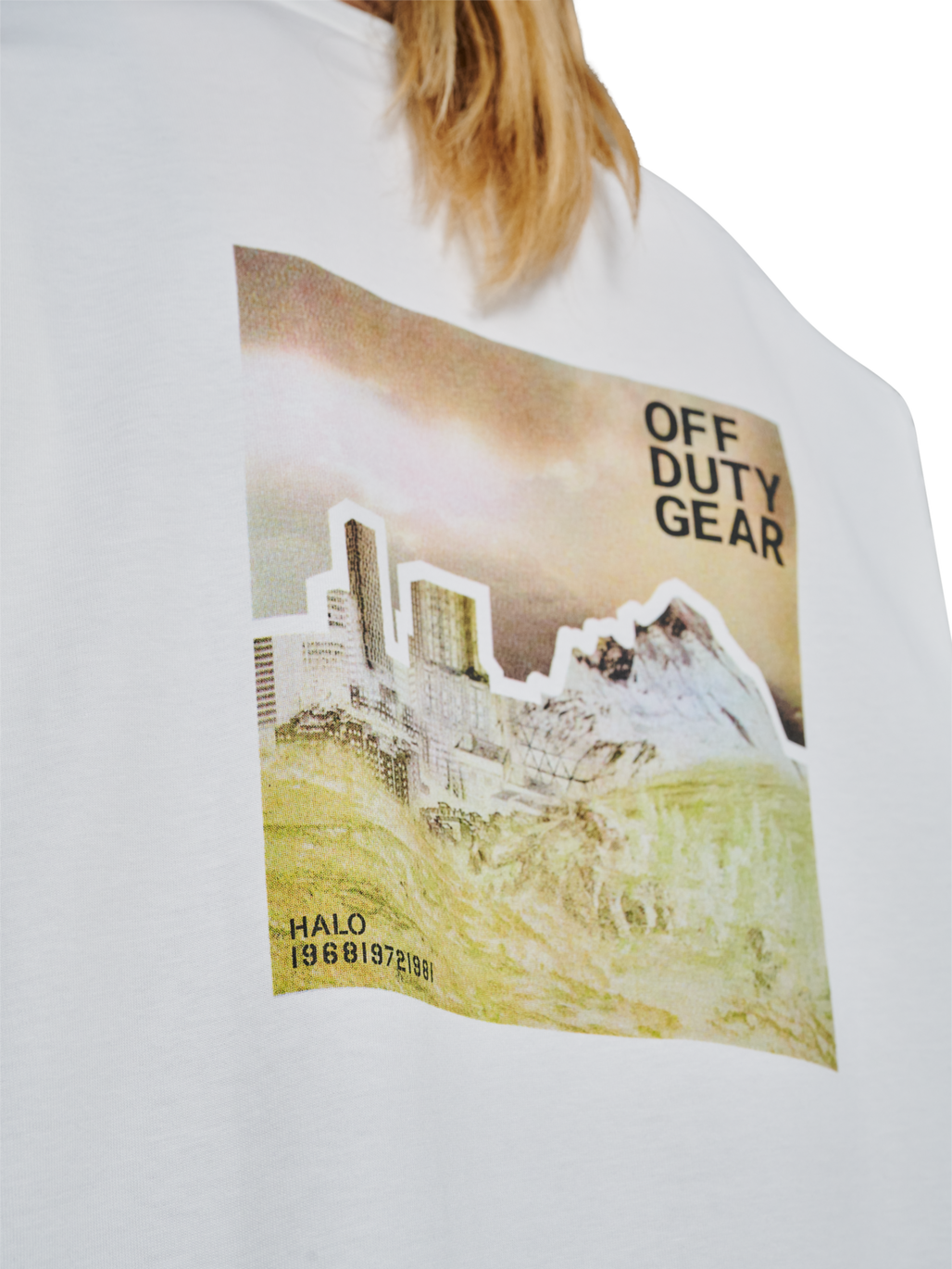 HALO GRAPHIC T-SHIRT, MARSHMALLOW/SENECA ROCK, model