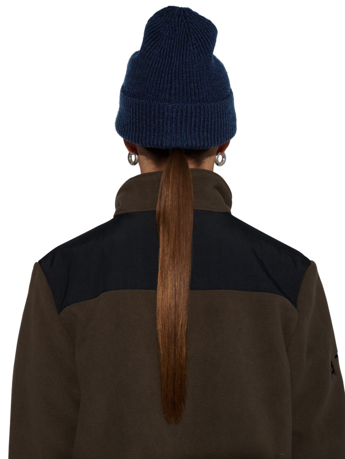 HALO WOOL MIX BEANIE, DARK SAPPHIRE, model