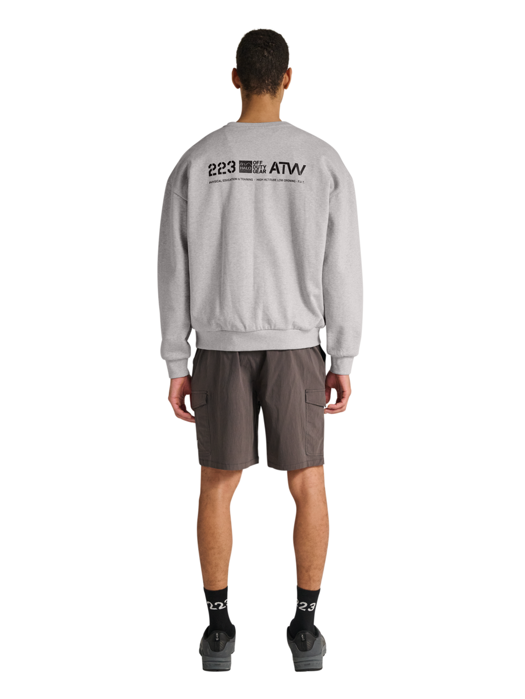 HALO GRAPHIC BOXY CREW, LIGHT GREY MELANGE, model