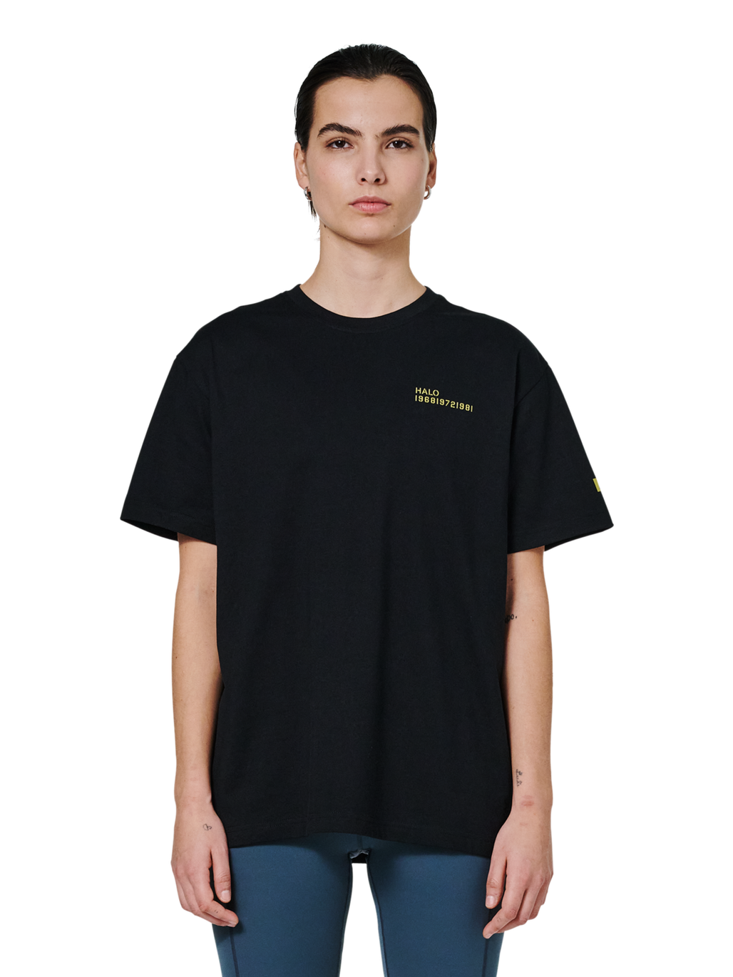 HALO GRAPHIC T-SHIRT, BLACK/WARM OLIVE, model