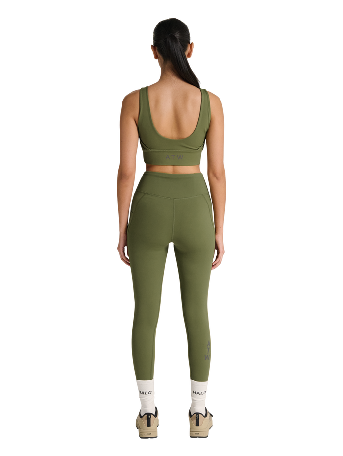 HALO WOMEN TRAINING TIGHTS, OLIVE DRAB, model
