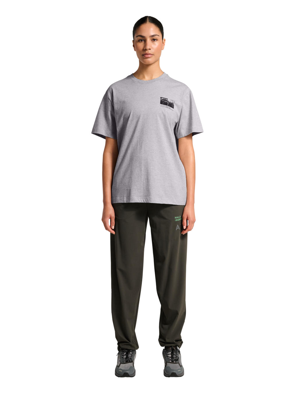 HALO GRAPHIC T-SHIRT, LIGHT GREY MELANGE, model