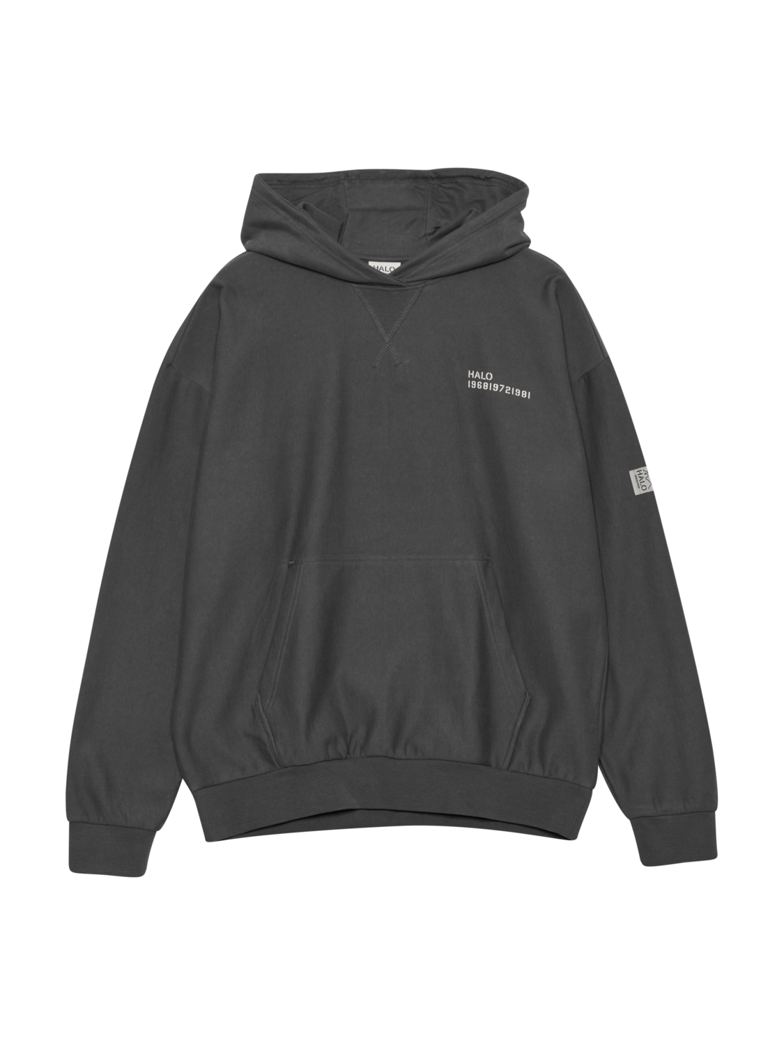 HALO REVERSE BOXY HOODIE, ASPHALT, packshot