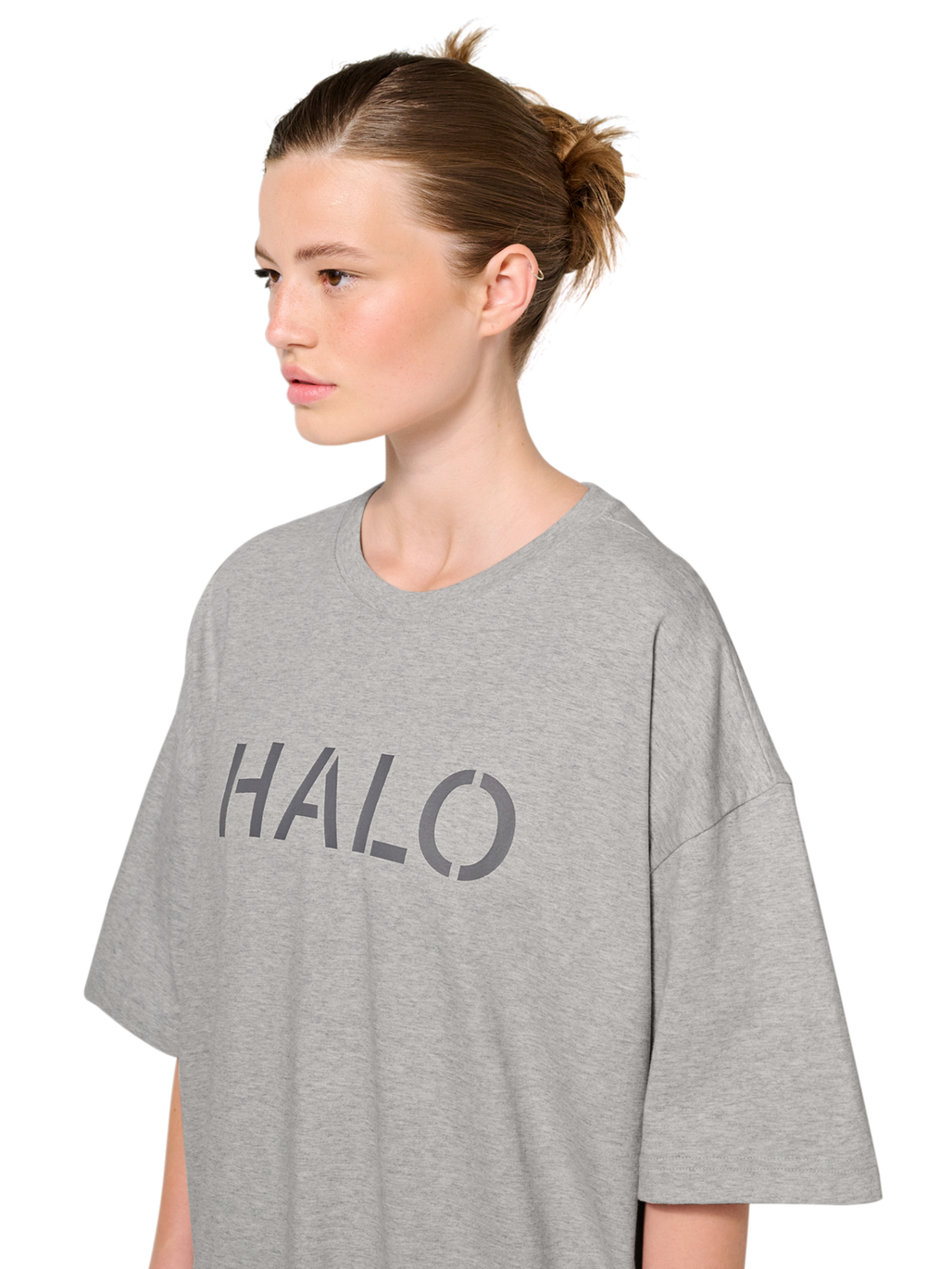 HALO UNIFORM BOXY T-SHIRT, LIGHT GREY MELANGE, model