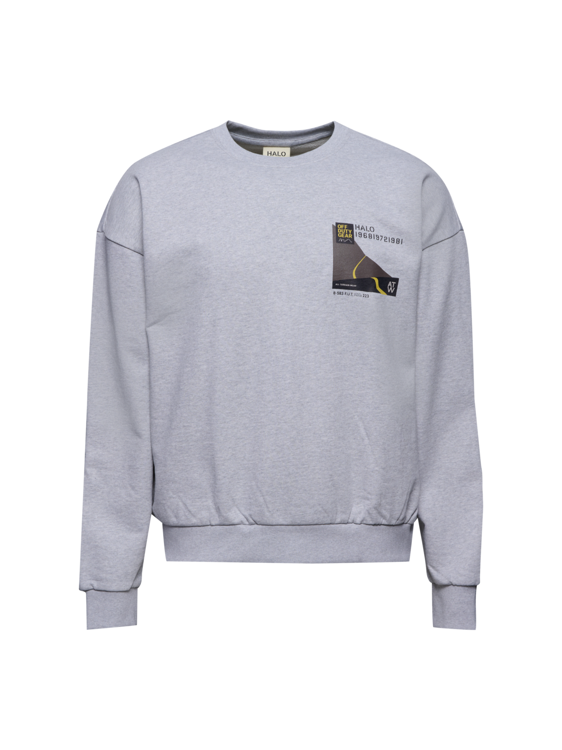 HALO AVIATION BOXY CREW, LIGHT GREY MELANGE, packshot