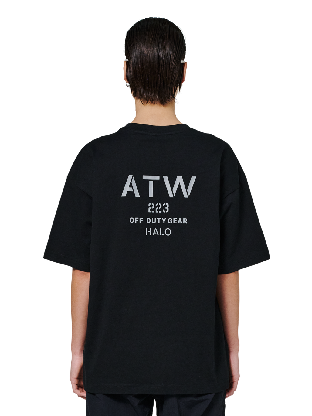 HALO GRAPHIC BOXY T-SHIRT, BLACK/GRIFFIN/GRIFFIN, model