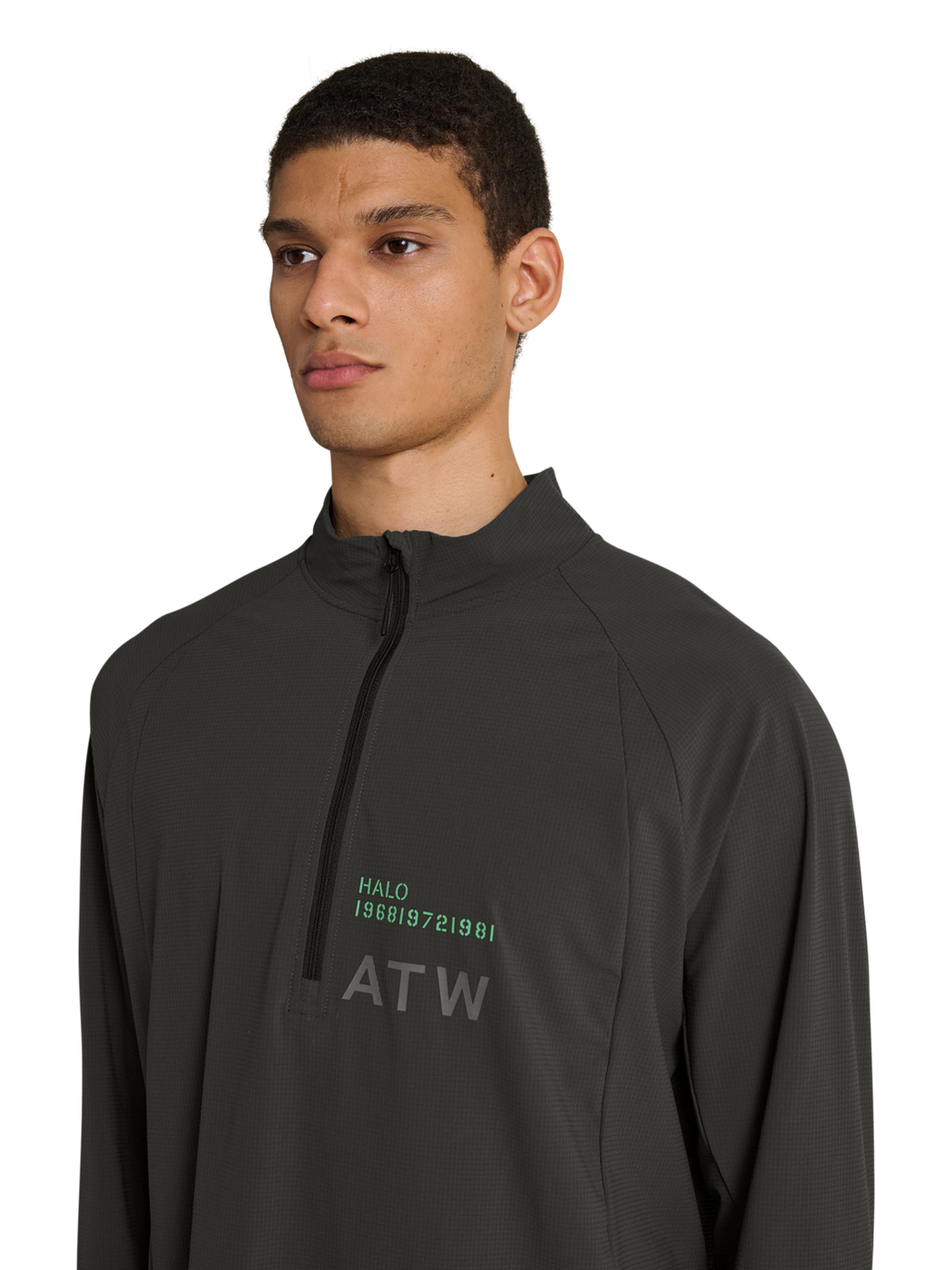 HALO AIR HALF ZIP SHIRT, RAVEN, model