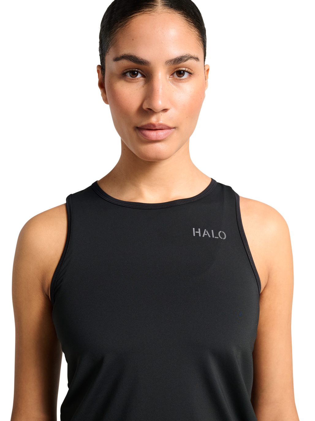 HALO WOMEN DIVISION RACERBACK TANK, BLACK, model