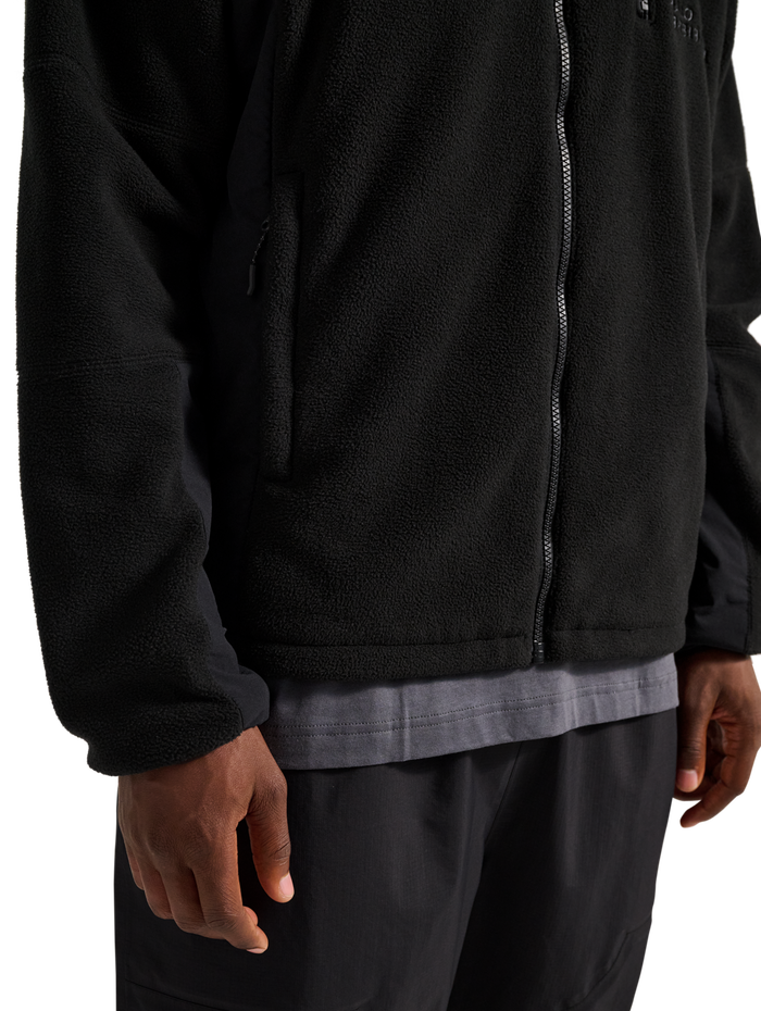 HALO WINDPROOF TEDDYFLEECE JACKET, BLACK, model