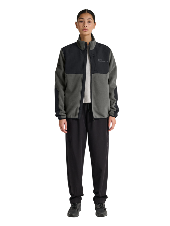 HALO BLOCKED ZIP FLEECE, GUNMETAL, model