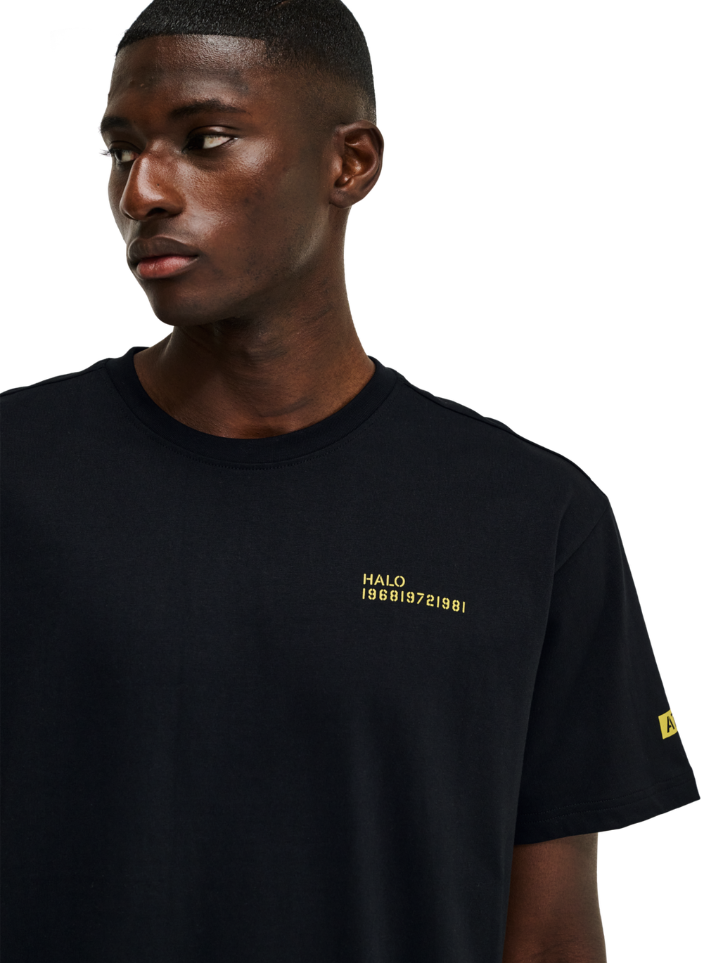 HALO GRAPHIC T-SHIRT, BLACK/WARM OLIVE, model