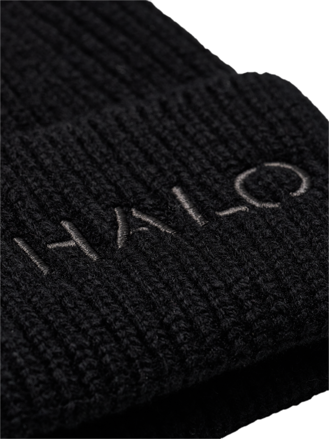 HALO  WOOL RIB BEANIE, BLACK, packshot
