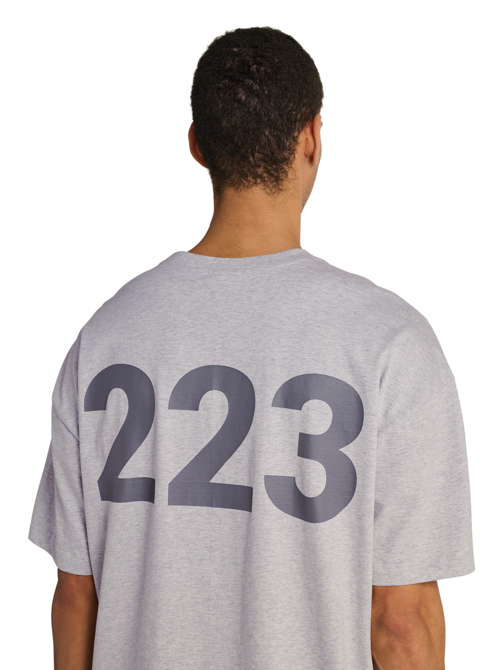 HALO GRAPHIC BOXY T-SHIRT, LIGHT GREY MELANGE, model