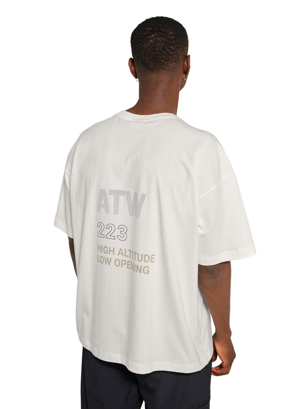 HALO GRAPHIC BOXY T-SHIRT, MARSHMALLOW/SENECA ROCK, model