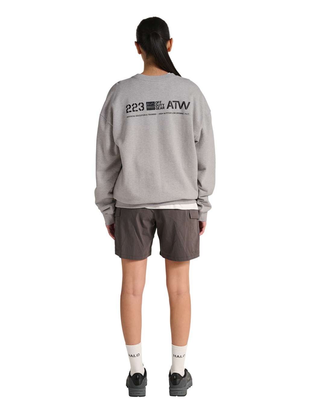HALO GRAPHIC BOXY CREW, LIGHT GREY MELANGE, model