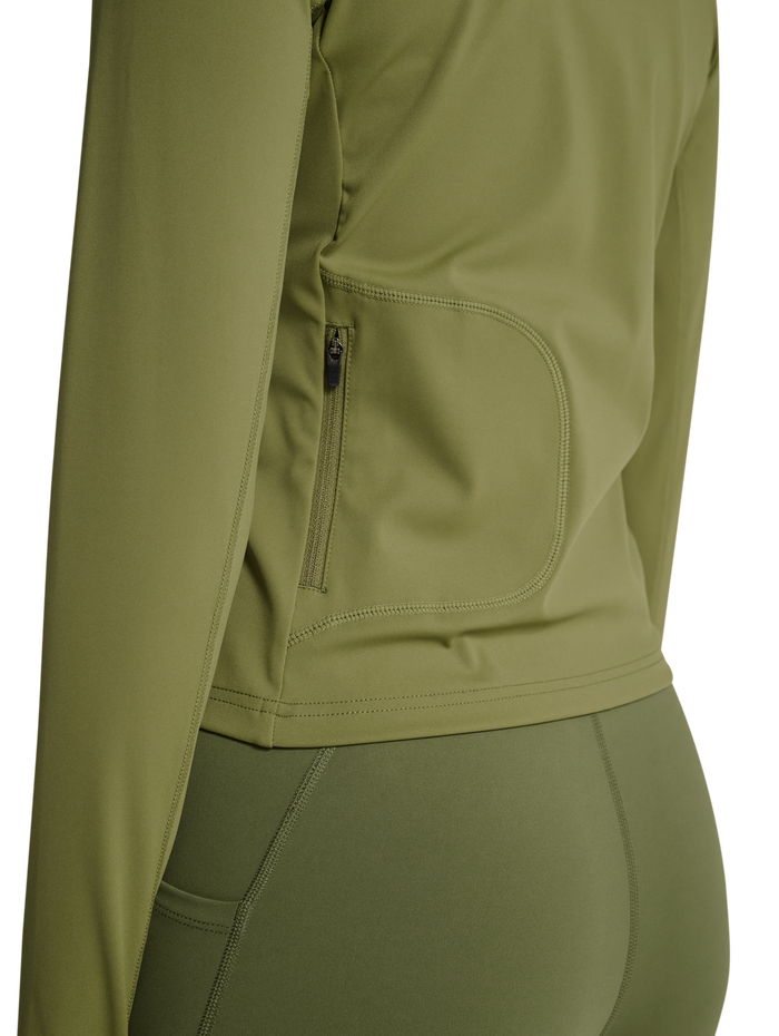 HALO WOMEN FULL ZIP 2.0, OLIVE DRAB, model