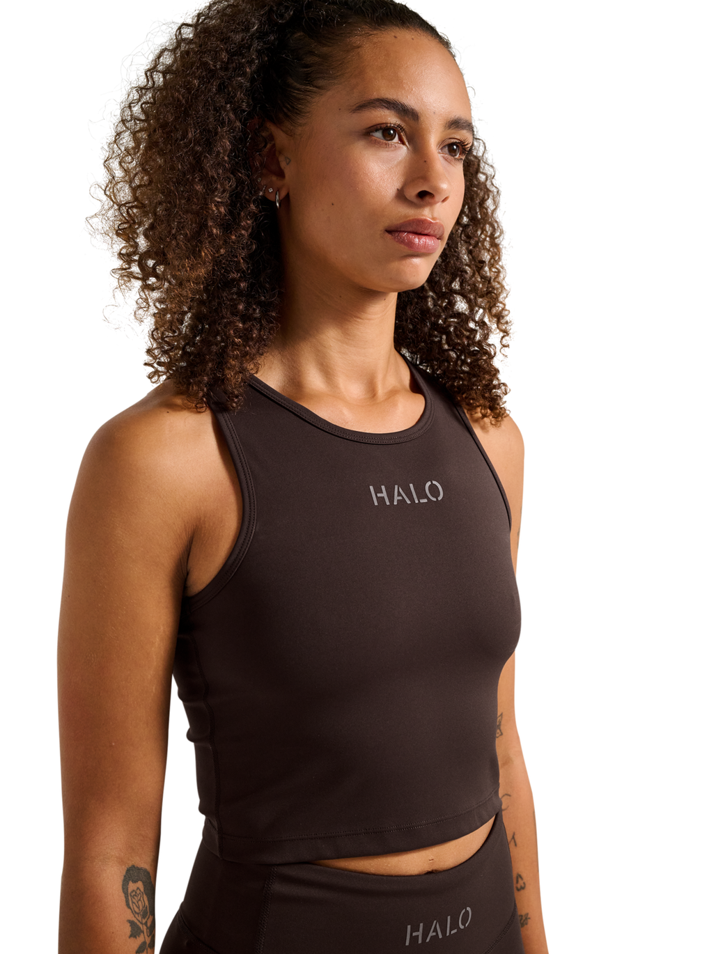 HALO WOMEN TRAINING TOP, CHOCOLATE TORTE, model
