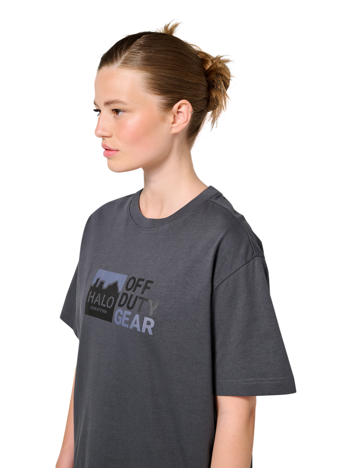 HALO GRAPHIC T-SHIRT, ASPHALT/NEON BLUE, model