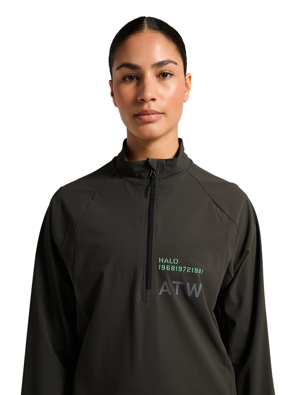 HALO AIR HALF ZIP SHIRT, RAVEN, model