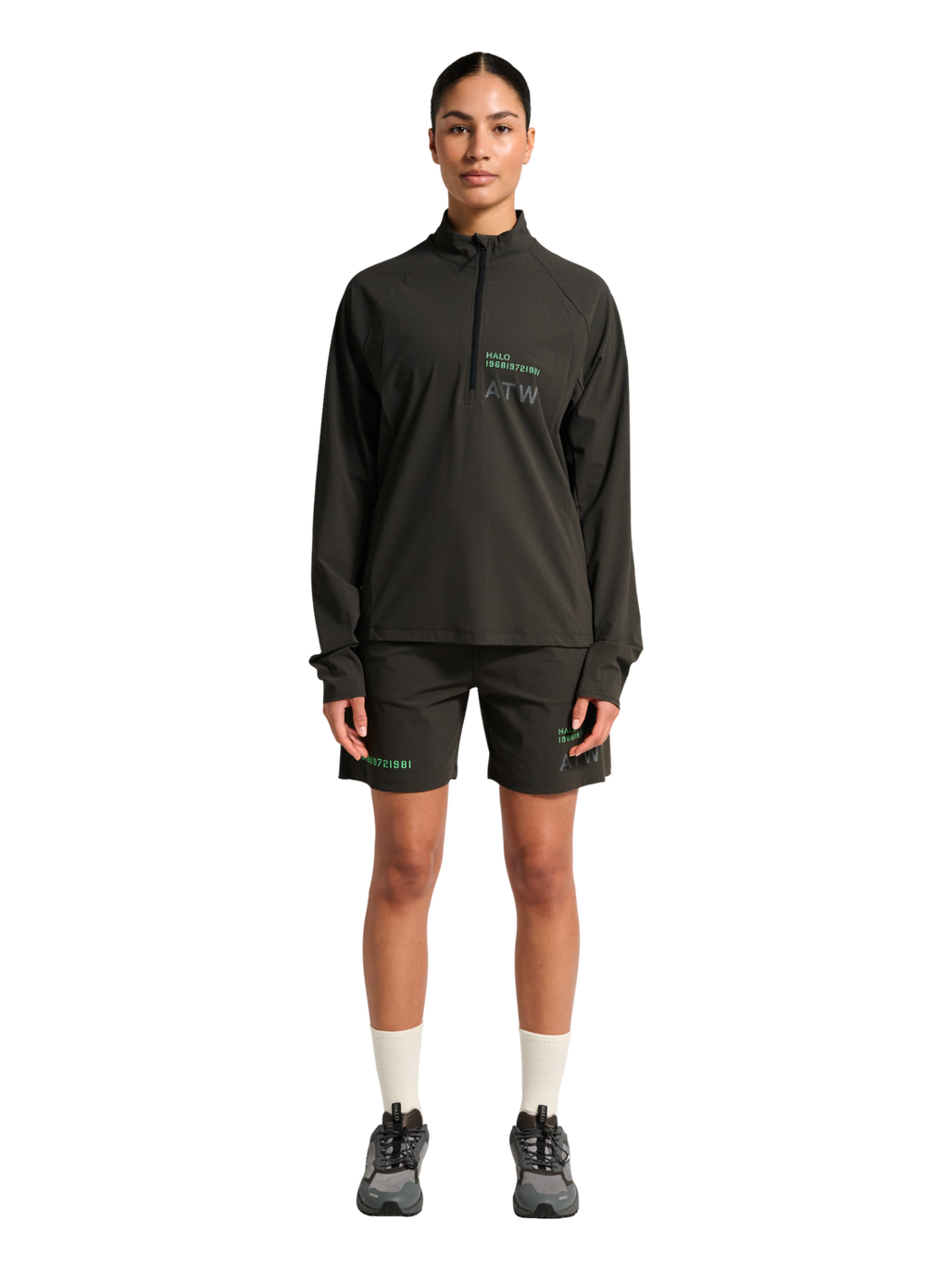 HALO AIR HALF ZIP SHIRT, RAVEN, model