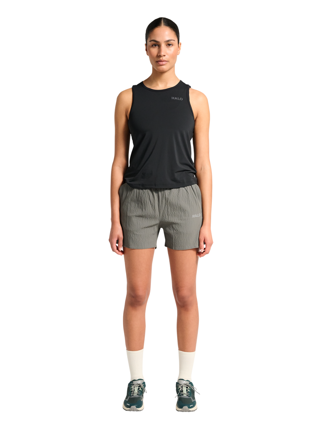 HALO WOMEN DIVISION RACERBACK TANK, BLACK, model