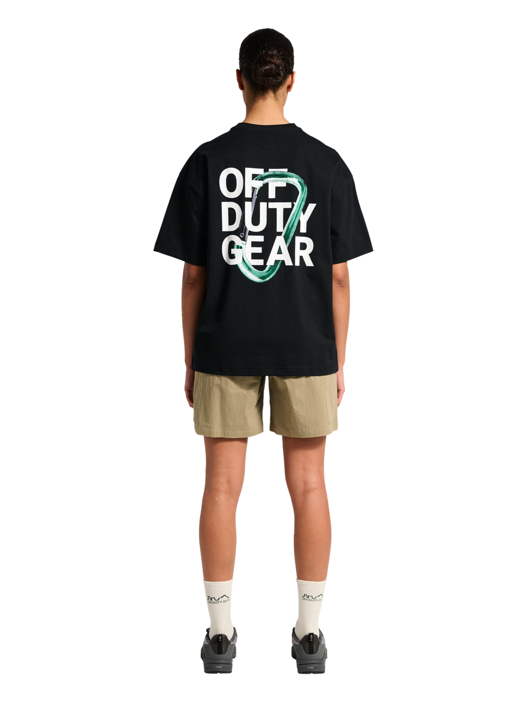 HALO GRAPHIC BOXY T-SHIRT, BLACK/SILVER/SPRING BOQUET, model