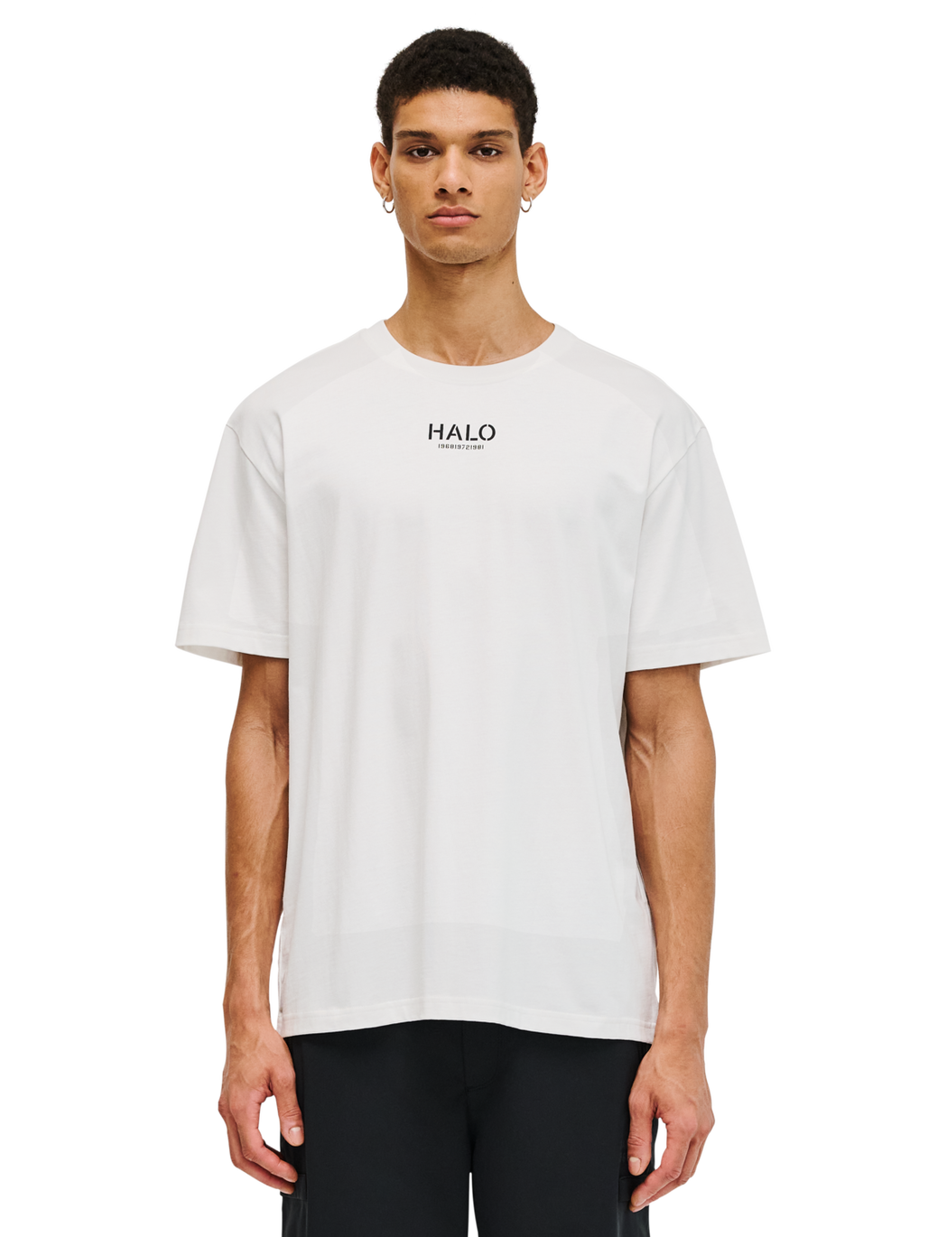 HALO GRAPHIC T-SHIRT, MARSHMALLOW/SENECA ROCK, model