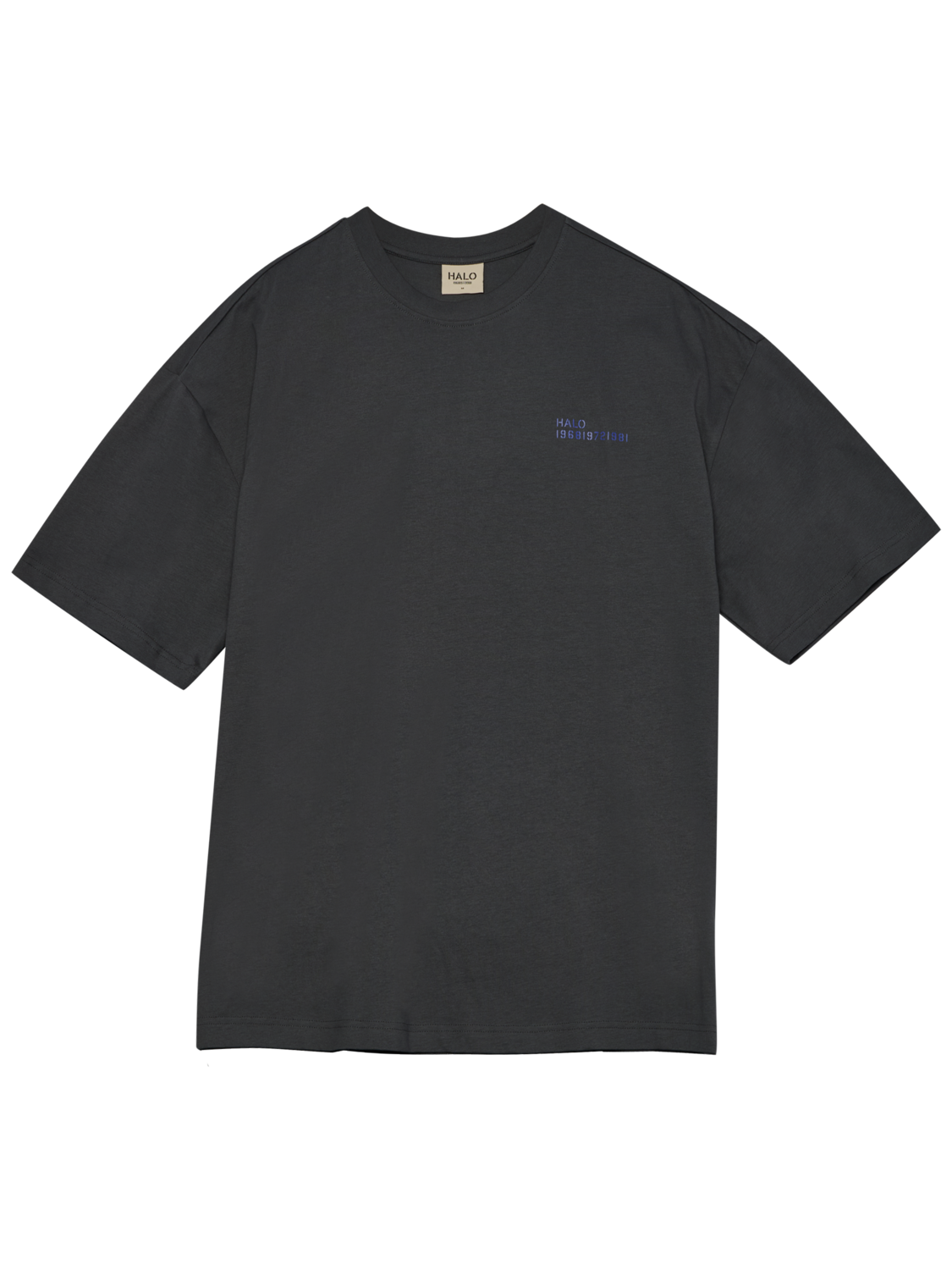 HALO GRAPHIC BOXY T-SHIRT, ASPHALT/NEON BLUE, packshot