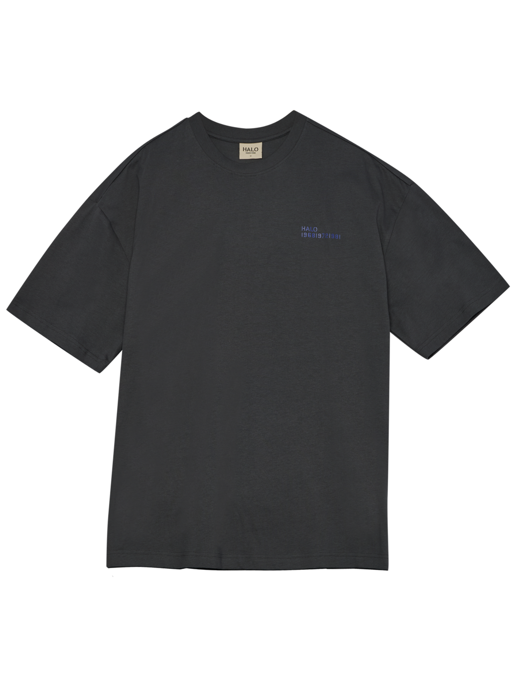 HALO GRAPHIC BOXY T-SHIRT, ASPHALT/NEON BLUE, packshot