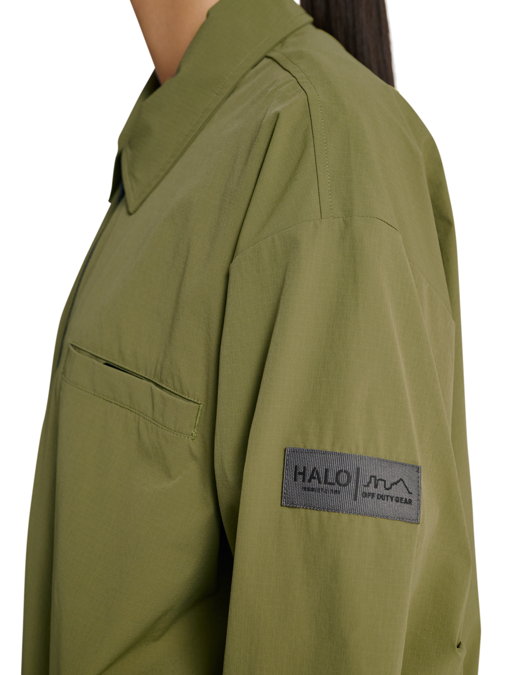 HALO MOVE OVERSHIRT, OLIVE DRAB, model