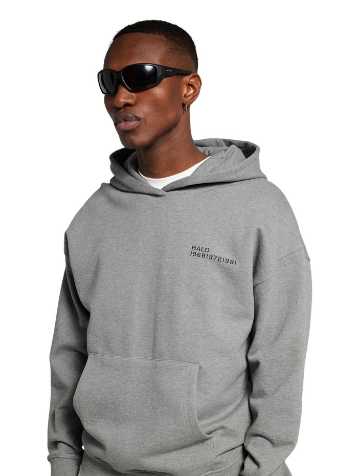 HALO ESSENTIAL HOODIE, GREY MELANGE, model